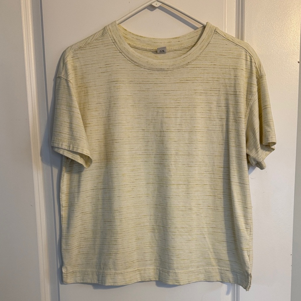 Casual Light Yellow Striped Tee